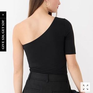 J. Crew FormKnit one-shoulder elbow-sleeve T-shirt, New, Black, Large.